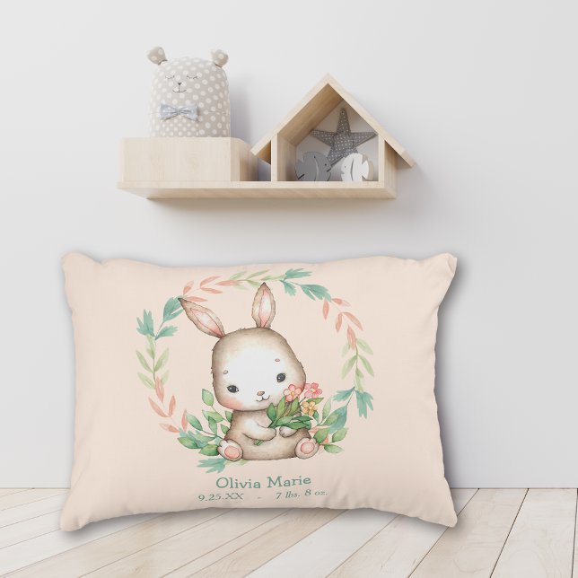 Cute Bunny Rabbit Löv WAN Baby Nursery Prydnadskudde (Skapare uppladdad)
