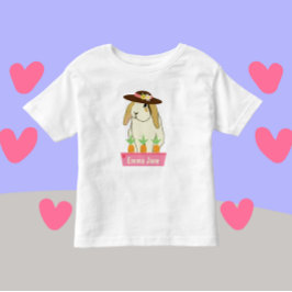 Cute Bunny Rabbit med Hat och Namn T Shirt