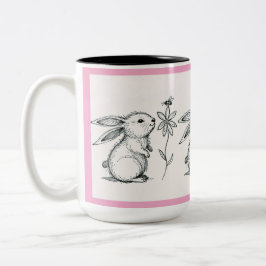 Cute Bunny Rabbit Mug Två-Tonad Mugg