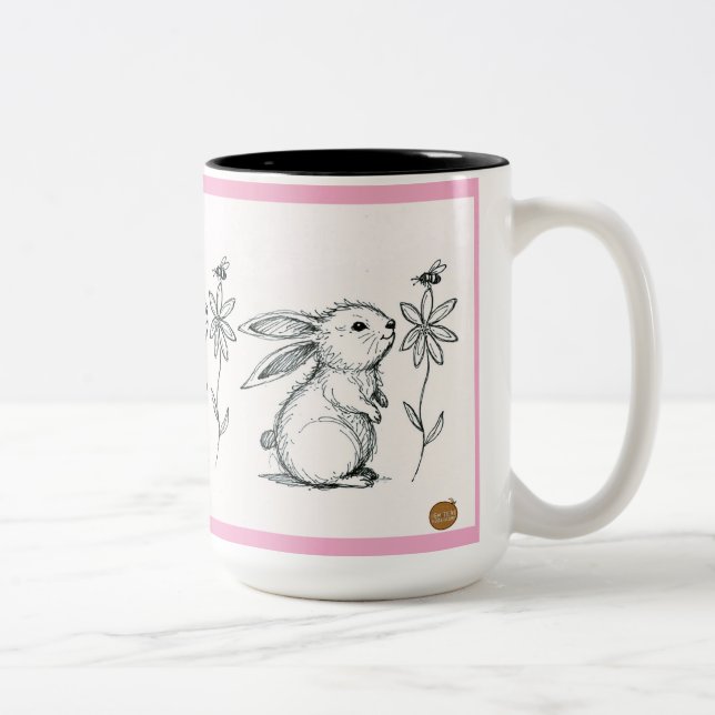Cute Bunny Rabbit Mug Två-Tonad Mugg (Höger)