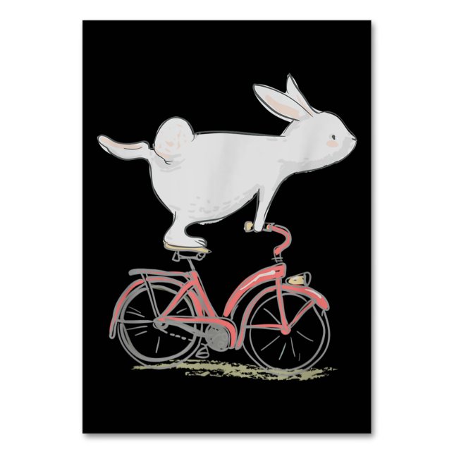 Cute Bunny Rabbit On Bike Cycling Bicycle Bordsnummer (Framsidan)