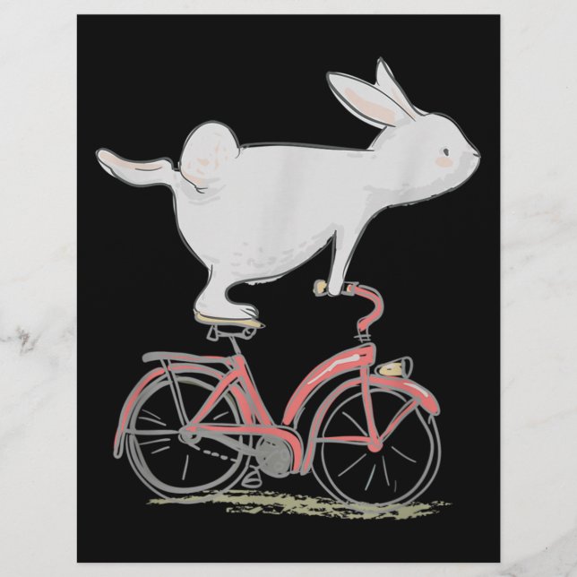 Cute Bunny Rabbit On Bike Cycling Bicycle Brevhuvud (Framsida)