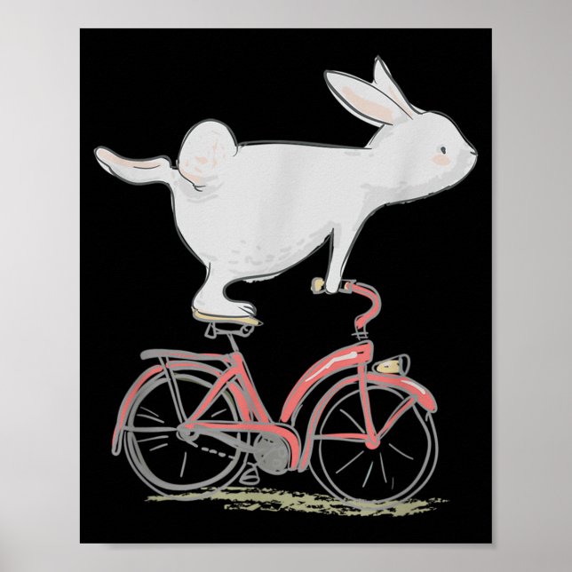 Cute Bunny Rabbit On Bike Cycling Bicycle Poster (Framsidan)
