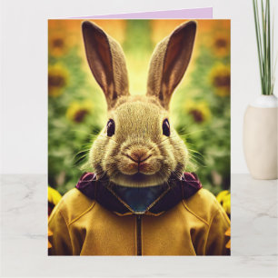CUTE BUNNY RABBIT Oversifierat BIRTHDAY-KORT Kort