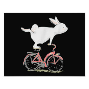 Cute Bunny Rabbit på Bike Cycling Bicycle Fototryck