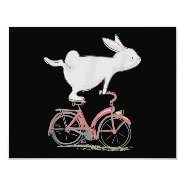 Cute Bunny Rabbit på Bike Cycling Bicycle Fototryck (Framsidan)