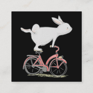 Cute Bunny Rabbit på Bike Cycling Bicycle Fyrkantigt Visitkort