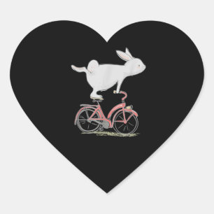 Cute Bunny Rabbit på Bike Cycling Bicycle Hjärtformat Klistermärke