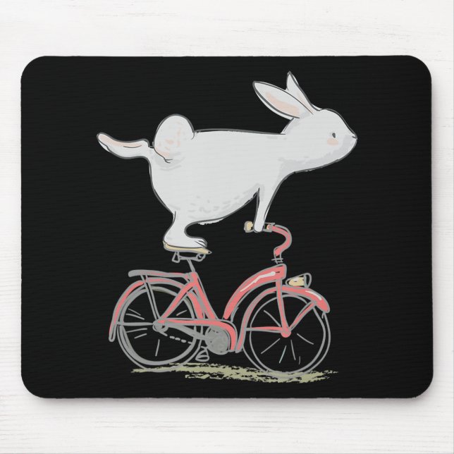 Cute Bunny Rabbit på Bike Cycling Bicycle Musmatta (Framsidan)