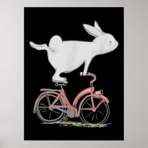 Cute Bunny Rabbit på Bike Cycling Bicycle Poster