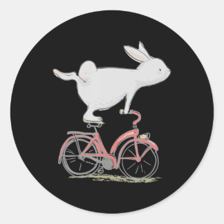 Cute Bunny Rabbit på Bike Cycling Bicycle Runt Klistermärke
