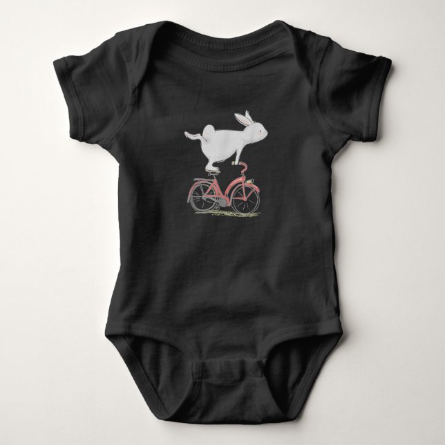 Cute Bunny Rabbit på Bike Cycling Bicycle T Shirt (Framsida)