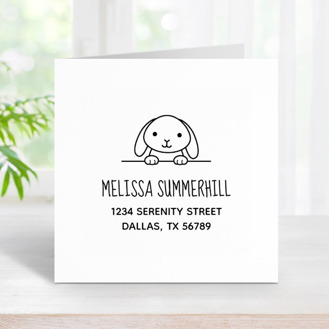 Cute Bunny Rabbit Peeking ovanför Adress Stämpel (Skapare uppladdad)