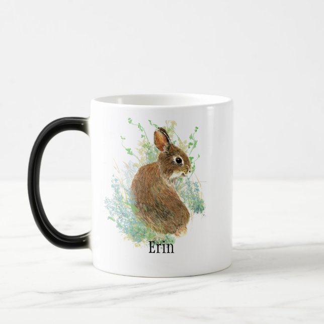 Cute Bunny Rabbit Pet Animal Custom Name Coffee Magisk Mugg (Vänster)