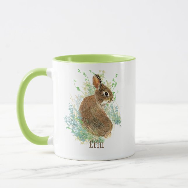 Cute Bunny Rabbit Pet Animal Custom Name Coffee Mugg (Vänster)