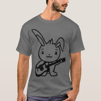 Cute Bunny Rabbit Plays Guitar Music Guitarist Fun T Shirt