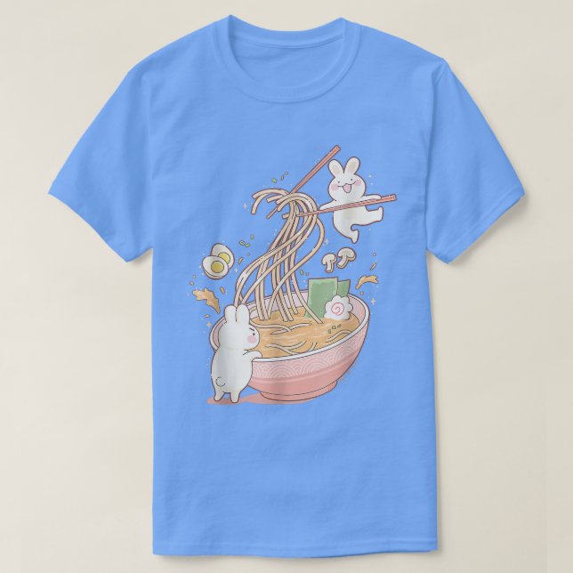 Cute Bunny Rabbit Ramen Noodle Soppa Anime Kawaii  T Shirt (Design framsida)