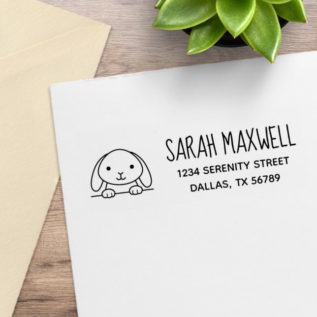 Cute Bunny Rabbit Returadress Stämpel (Skapare uppladdad)