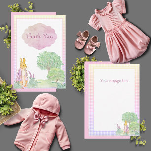 Cute Bunny Rabbit Rosa Baby Shower Tack Kort