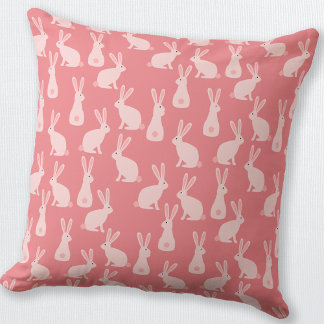 Cute Bunny Rabbit Rosa Mönster Kudde