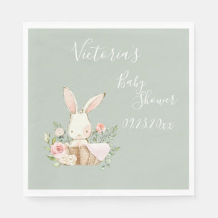 Cute Bunny Rabbit Sage Baby Shower Personlig Pappersservett