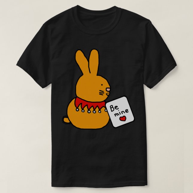 Cute Bunny Rabbit säger "Var min på Valentines day T Shirt (Design framsida)