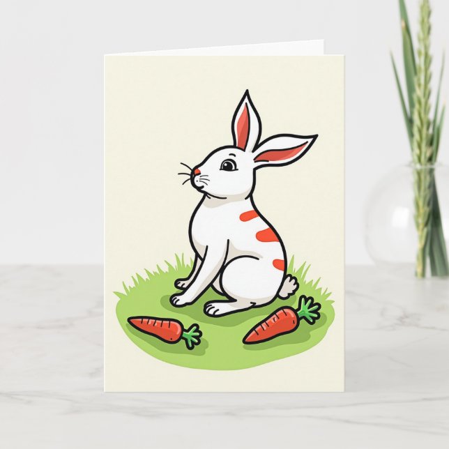 Cute Bunny Rabbit Scene Card Kort (Framsida)