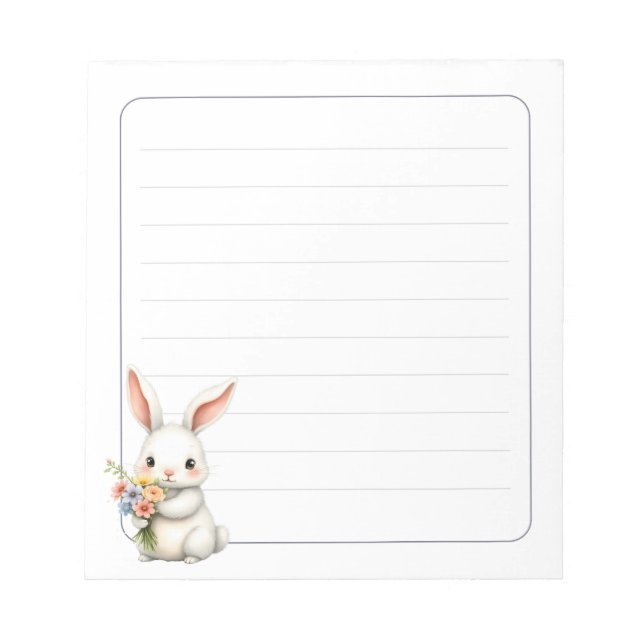 Cute Bunny Rabbit Spring Stationery Gift Lined Anteckningsblock (Framsida)