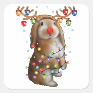 Cute Bunny Rabbit-stipendier för fina Helgdag Fyrkantigt Klistermärke