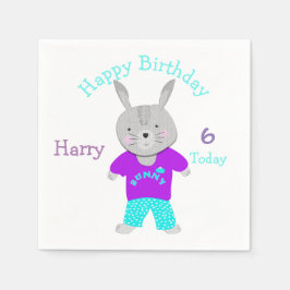 Cute Bunny Rabbit Thned Födelsedagsfest Pappersservett