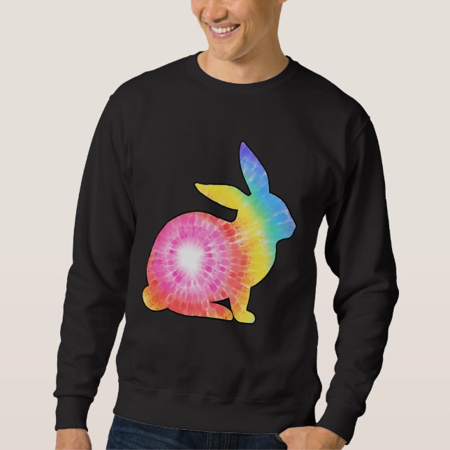 Cute Bunny Rabbit Tie Dye Bow Tie Easter Day Girls Lång Ärmad Tröja (Framsida)