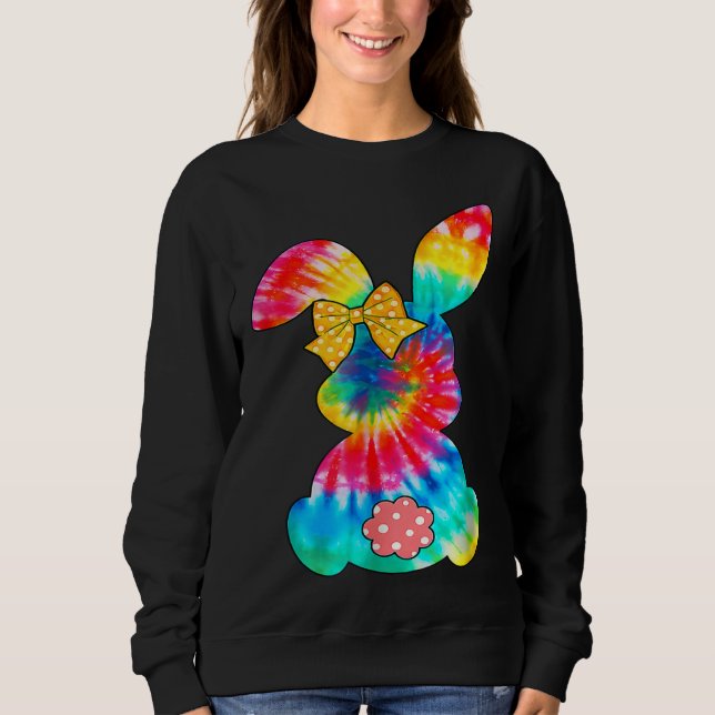 Cute Bunny Rabbit Tie Dye Bow Tie Easter Day Girls T Shirt (Framsida)