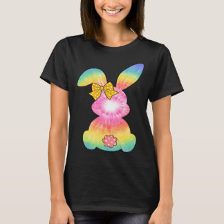 Cute Bunny Rabbit Tie Dye Bow Tie Easter Day Girls T Shirt