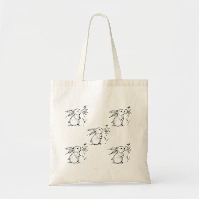 Cute Bunny Rabbit Tote Bag Tygkasse (Framsidan)