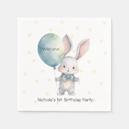 Cute Bunny Rabbit Vild 1:a födelsedagen Party Pappersservett