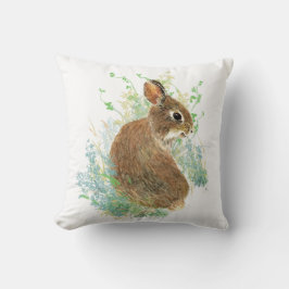Cute Bunny Rabbit, Watercolor Nature, Wildlife Kudde