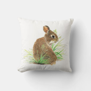 Cute Bunny Rabbit, Watercolor Nature, Wildlife Kudde