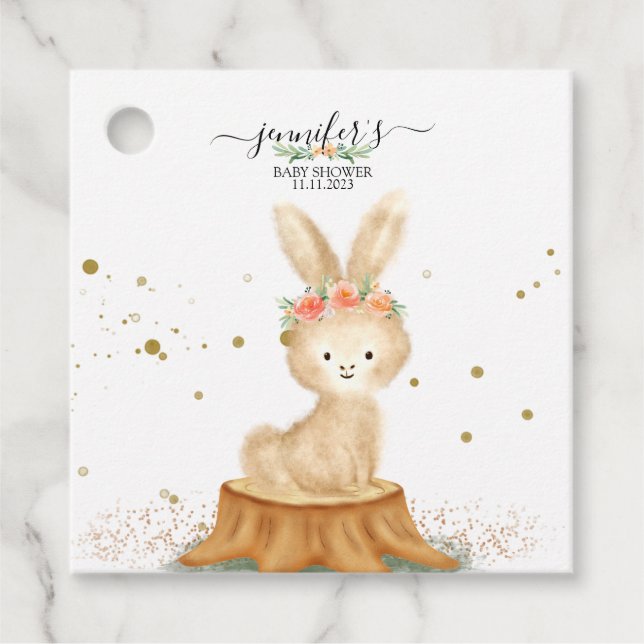 Cute Bunny Rabbit wildlife baby hello party Gåvor Etiketter (Framsida)