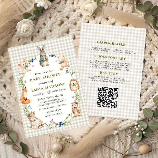 Cute Bunny Rabbit Woodland Baby Shower Inbjudningar (Skapare uppladdad)