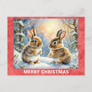 Cute Bunny Rabbit Woodland God jul Vykort