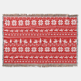 Cute Bunny Rabbits Red jul Mönster Helgdag Filt