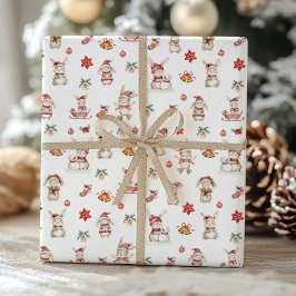 Cute Bunny Rabbits Winter Wonderland Decoupage Presentpapper