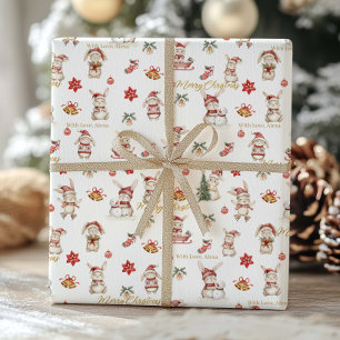 Cute Bunny Rabbits Winter Wonderland Personlig Presentpapper