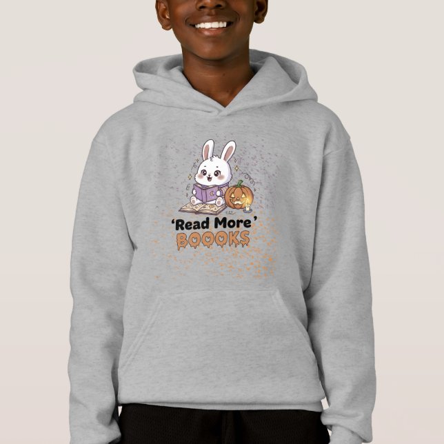 Cute Bunny Reading Hoodie - Läs mer BOOOKS Hallo T Shirt (Framsida)