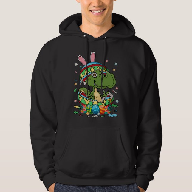 Cute Bunny Rex Dinosaur In Easter Egg Easter Day K Hoodie (Framsida)