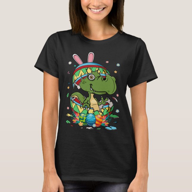 Cute Bunny Rex Dinosaur In Easter Egg Easter Day K T Shirt (Framsida)