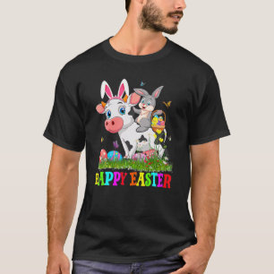 Cute Bunny Riding Cow Påskägg Cute Rabbit Easte T Shirt