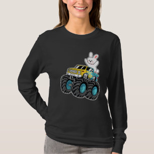 Cute Bunny Riding Monster Lastbil Påsk Day Kids Gi T Shirt