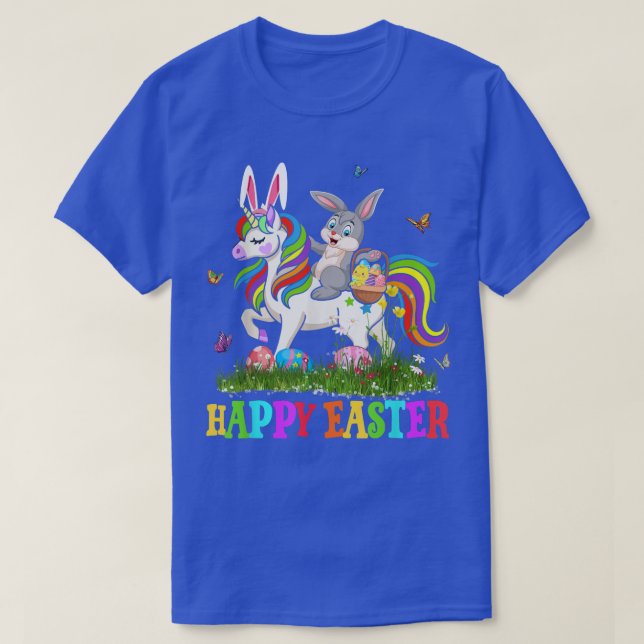 Cute Bunny Riding Unicorn Easter Egg Cute Rabbit E T Shirt (Design framsida)