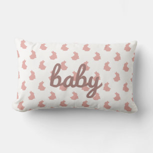 Cute Bunny Rosa Baby Nursery Lumbarkudde